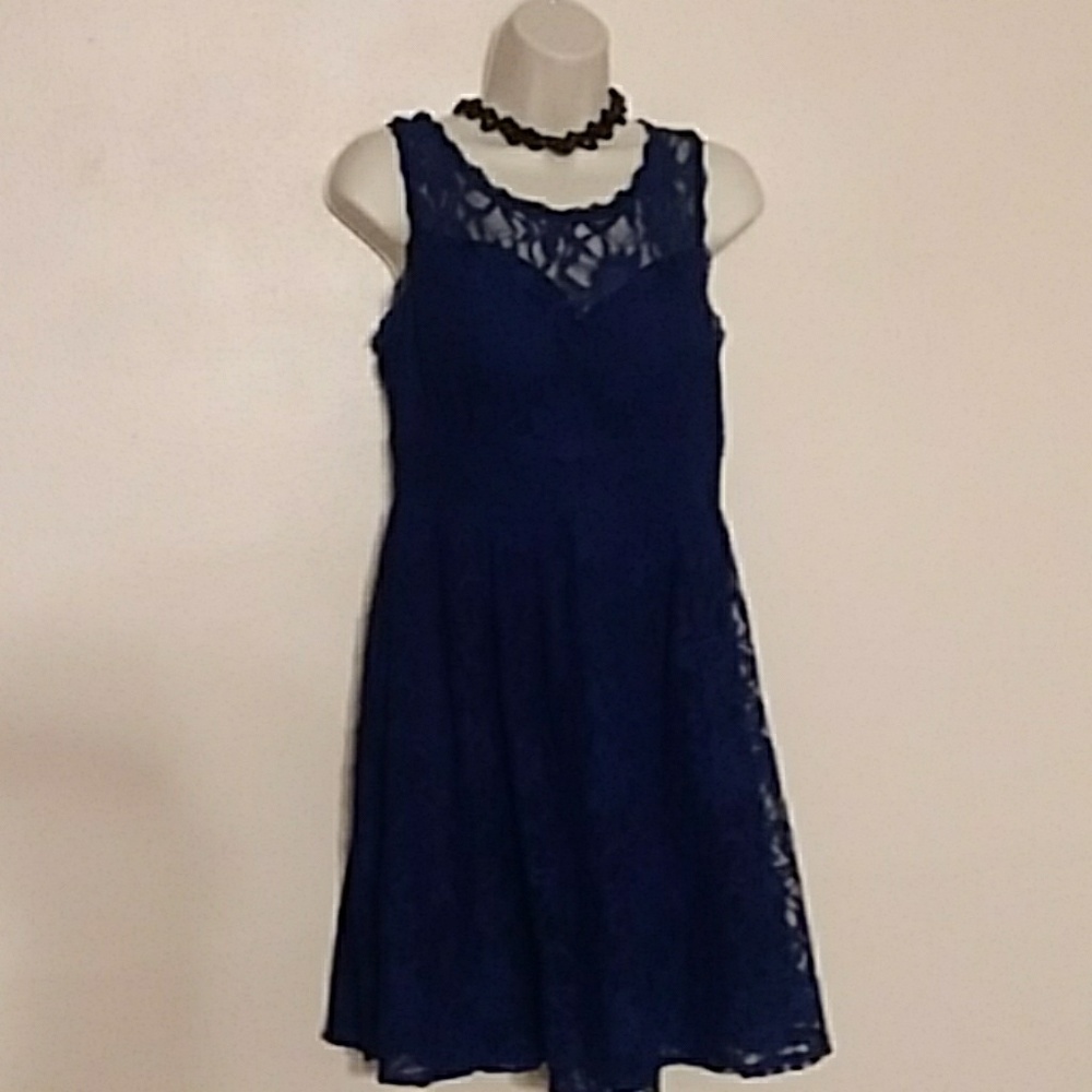 Navy blue lace dress.